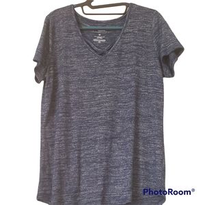 3/$20 Sanoma criss cross blue and white blouse